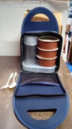 Steel Lunch Box Set (4 pcs, Black) - Full Detail by Nari Haat, Indian ethnic wear, women clothing, designer suit