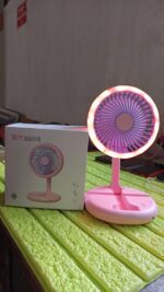 USB Rechargeable Portable Fan with LED Light – Heavy-Duty Foldable Fan - Full Detail by Nari Haat, Indian ethnic we...