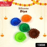 Silicone Diya Diwali Attractive Design Colourful Diya Combo, (Mix Design /1 Pc) - With Dupatta by Nari Haat, Indian e...