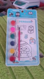 Kids Art Painting Kit Water Color, Cartoon Printed Board & Brush (9 Pcs Set) - Fabric Detail by Nari Haat, Indian eth...