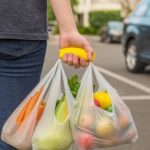 Silicone Portable Bag Device Bag Filter Hand Shopping Bag Carry Tool Key Chain (1 Pc) - Back View by Nari Haat, India...