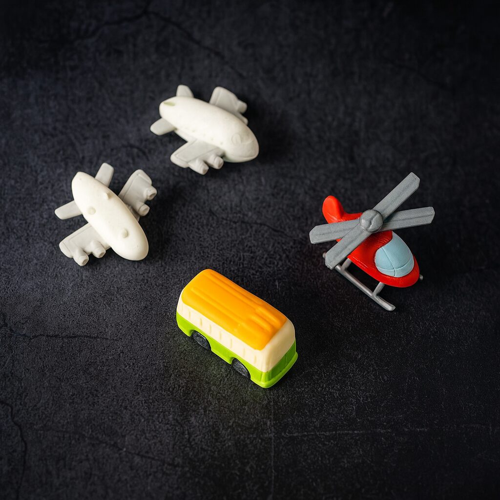 ChatGPTImageAug1_2025_12_32_18PM.png Vehicle Pattern Eraser School Stationery Use Eraser (4 Pc Set) - Front View by Nari Haat, Indian ethnic wear, women c...