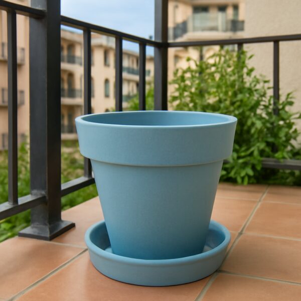 Heavy Plastic Flower pots With Tray (1 Pc) - Front View by Nari Haat, Indian ethnic wear, women clothing, designer suit