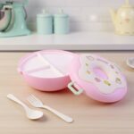 Donut Shaped Double Insulated 3 Compartment Lunch Box (1 Pc / Mix Color) - Back View by Nari Haat, Indian ethnic wear...