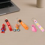 Cute Cartoon Silicone 3D Key Chain with Metal Hook & Strap (Pack of 1) - Closeup Embroidery by Nari Haat, Indian ethn...