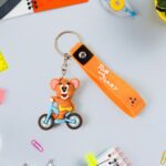 Cute Cartoon Silicone 3D Key Chain with Metal Hook & Strap (Pack of 1) - Front View by Nari Haat, Indian ethnic wear,...