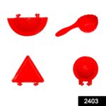 4 Pcs Plastic Red Kitchen Tool Mould Dough Press - With Dupatta by Nari Haat, Indian ethnic wear, women clothing, des...
