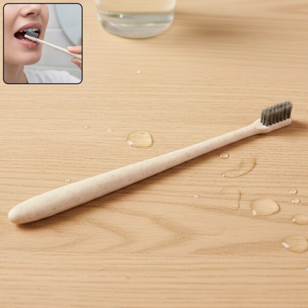 Wheat Straw Soft-Bristle Toothbrush for Deep Cleaning & Dental Care (1 Pc) - Front View by Nari Haat, Indian ethnic w...