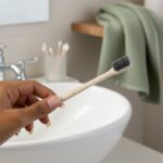 Wheat Straw Soft-Bristle Toothbrush for Deep Cleaning & Dental Care (1 Pc) - Neckline Detail by Nari Haat, Indian eth...