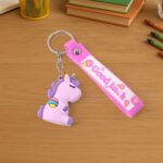 Cute Cartoon Silicone 3D Key Chain with Metal Hook & Strap (Pack of 1) - Closeup Embroidery by Nari Haat, Indian ethn...