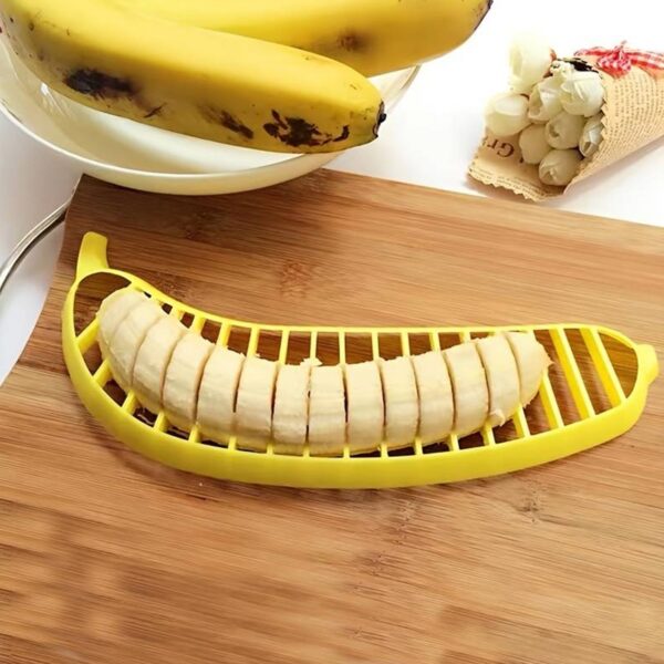 Banana Slicer- for Fruit Salads Handle Plastic Banana Fruit Slicer Cutter Chopper - Front View by Nari Haat, Indian e...