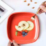 Microwave Safe Quarter Plates  Square 6 Pcs, - Closeup Embroidery by Nari Haat, Indian ethnic wear, women clothing, d...