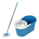 Heavy Duty Microfiber Spin Mop with Plastic Bucket & Rotating Steel Pole Head - Front View by Nari Haat, Indian ethni...