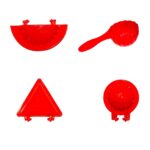 4 Pcs Plastic Red Kitchen Tool Mould Dough Press - Back View by Nari Haat, Indian ethnic wear, women clothing, design...
