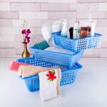 Plastic Multiple Size Cane Fruit Baskets (3 Size Large, Medium, Small) - Closeup Embroidery by Nari Haat, Indian ethn...