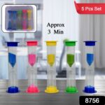 Plastic Hourglass Sand Timer Set – 3-Min Sand Clock for Kitchen, Office & Kids (5 Pc) - With Dupatta by Nari Haat, ...