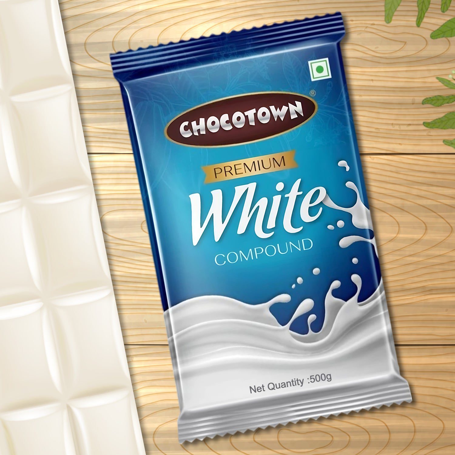 WhiteCompounder_1.jpg Chocotown Premium White Choco Compound Slab, 500gm - Front View by Nari Haat, Indian ethnic wear, women clothing, des...
