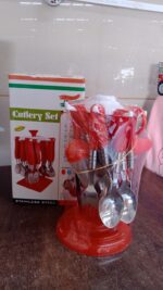 Luxury Cutlery Set for Dining Table Stainless Steel 26-Piece Set With Stand (1 Set - Full Detail by Nari Haat, Indian...