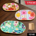 Plastic Flower Printed Design Serving Tray (3 Pcs Set / Mix Color) - With Dupatta by Nari Haat, Indian ethnic wear, w...