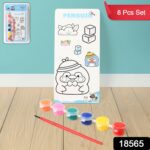 Kids Art Painting Kit Water Color, Cartoon Printed Board & Brush (9 Pcs Set) - With Dupatta by Nari Haat, Indian ethn...