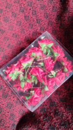 Hair Clip Red Rose Bridal Hair Pins Rose (12 Pcs Set / Red Color Only) - Fabric Detail by Nari Haat, Indian ethnic we...