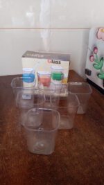 6pc Transparent Diamond Medium Serving Glass Set, Glass Set for Water, Juice etc - Fabric Detail by Nari Haat, Indian...