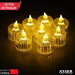 Flameless Acrylic LED Tealight Candles for Festival Decor (12 Pc) - With Dupatta by Nari Haat, Indian ethnic wear, wo...