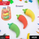 3D Fancy Colorful Chili Shape Erasers – Mini Novelty Eraser Set (3 Pc) - With Dupatta by Nari Haat, Indian ethnic w...