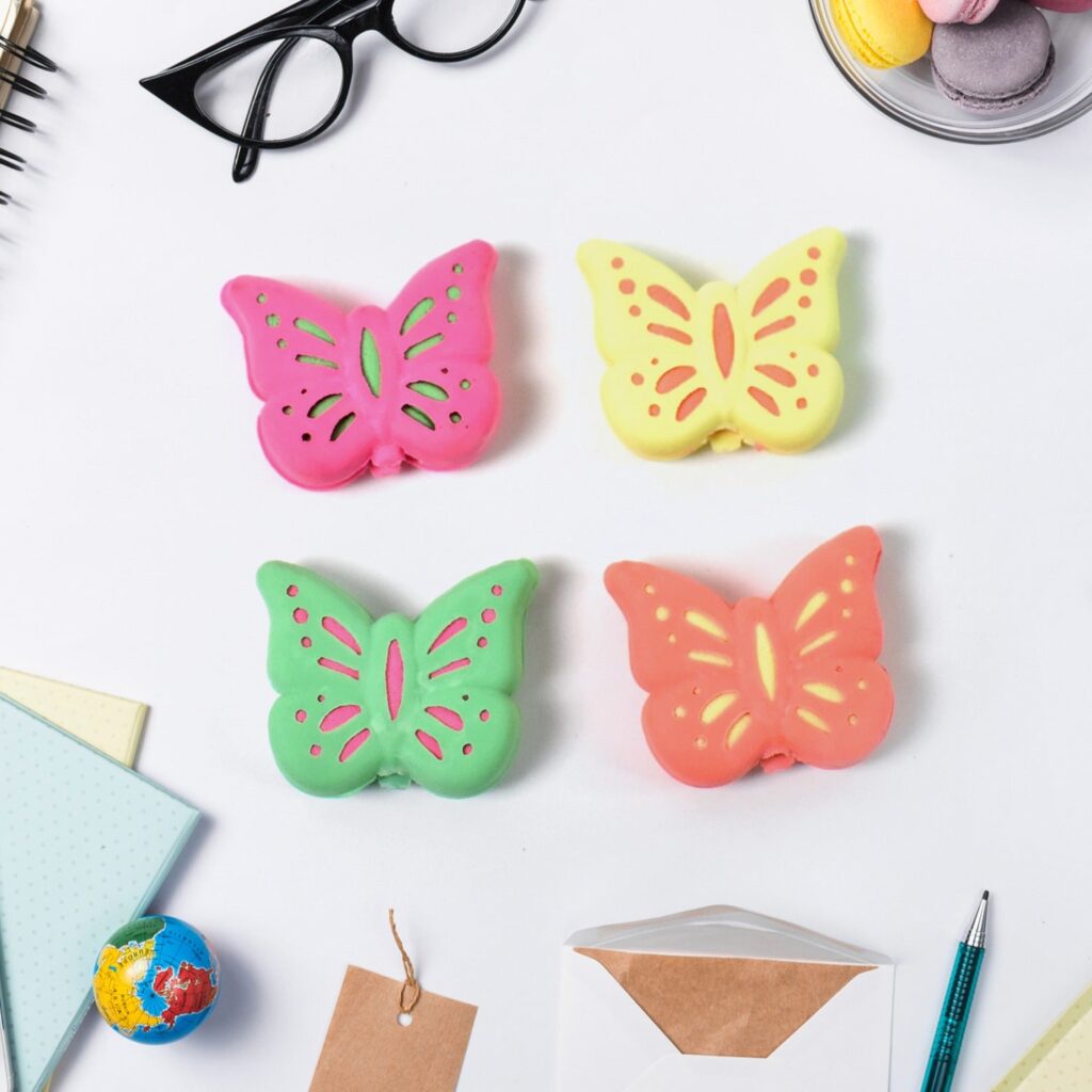 Butterfly Shape Eraser Rubber (1 Pc / Mix Colour & Design) - Front View by Nari Haat, Indian ethnic wear, women cloth...