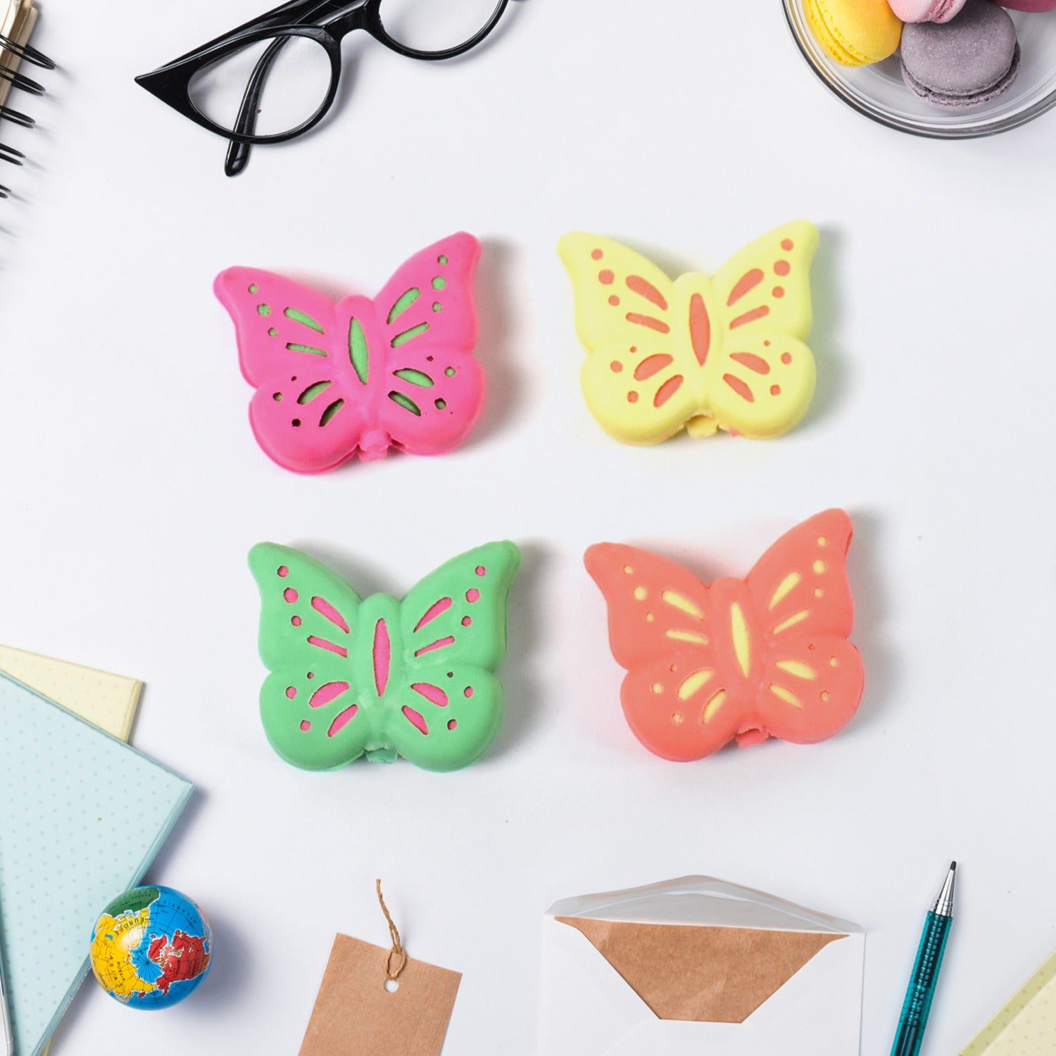 b6cda96d-b2ac-4a8a-88b8-af1056d62c9b.jpg Butterfly Shape Eraser Rubber (1 Pc / Mix Colour & Design) - Front View by Nari Haat, Indian ethnic wear, women cloth...
