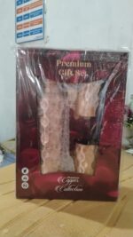 Diamond Cut Copper Water Bottle 2 Glasses with Gift Box (3 Pcs Set) - Full Detail by Nari Haat, Indian ethnic wear, w...