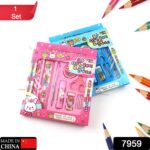 10-Pc Stationery Set for School, Office & Gifts with Pencil, Pen, Scissors - With Dupatta by Nari Haat, Indian ethnic...