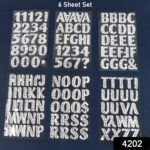 Silver Gem Letter & Numbers Stickers 1 Inch Letters, 130 Count (Pack of 6 Sheets) - With Dupatta by Nari Haat, Indian...
