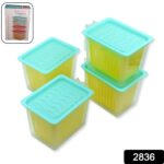 Fridge Storage Containers with Handle – Plastic Kitchen Storage (4 Pcs Set) - With Dupatta by Nari Haat, Indian eth...