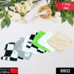Cotton Hand Towel Microfiber wash Basin Hanging Hand Towel ( 7 pcs Set ) - Front View by Nari Haat, Indian ethnic wea...