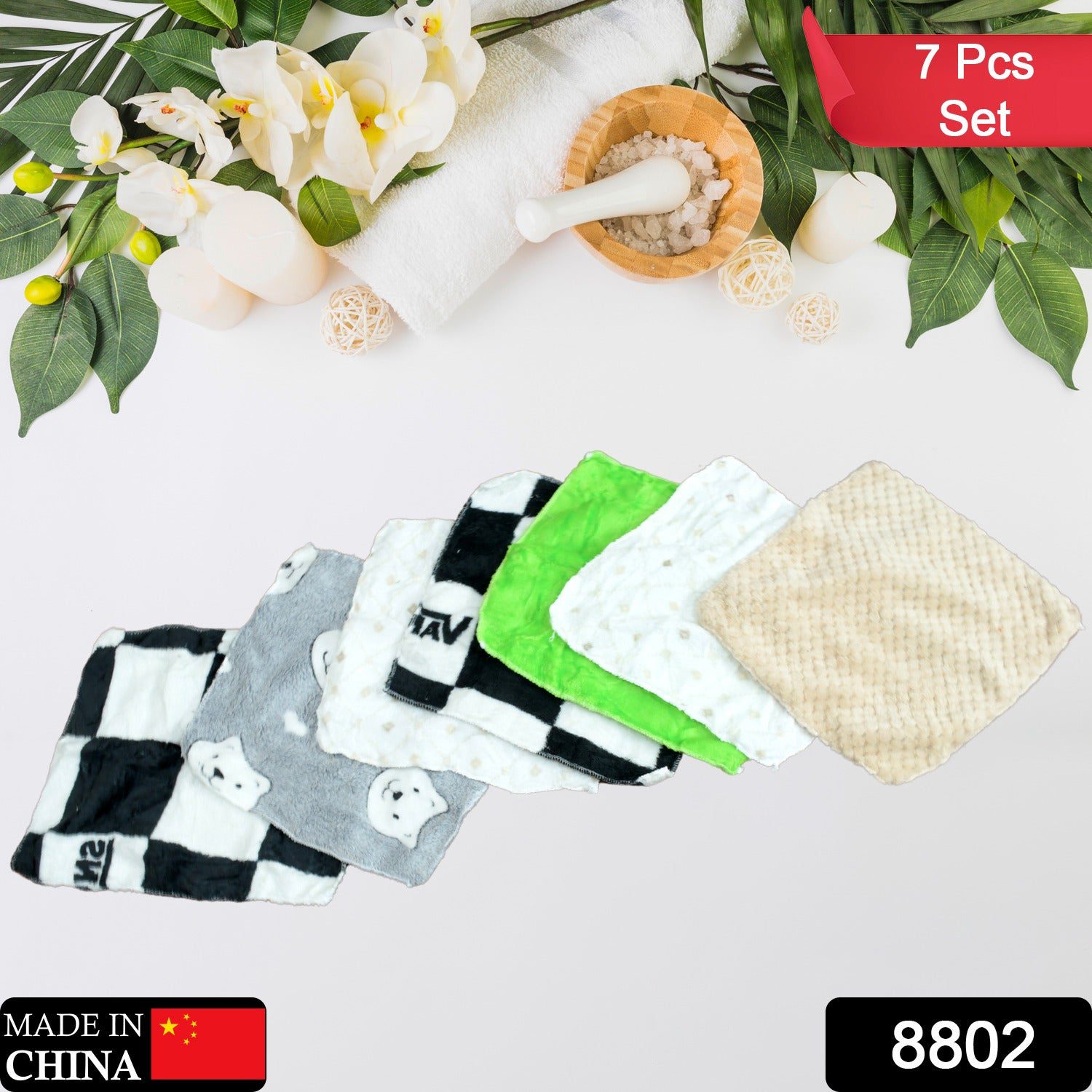 c99f8311-1348-4dbc-8dfe-26228164cd97.jpg Cotton Hand Towel Microfiber wash Basin Hanging Hand Towel ( 7 pcs Set ) - Front View by Nari Haat, Indian ethnic wea...