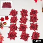 Flower Rose Hair Pin/Clip – Velvet Flower Design (12 Pcs Set, Red Color) - Back View by Nari Haat, Indian ethnic we...
