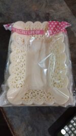 Rectangle Plastic Dinner Plate  Serving Trays Home School Office 8 Pcs Set - Fabric Detail by Nari Haat, Indian ethni...