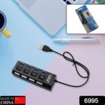4 Port USB, HUB USB 2.0 HUB Splitter High Speed with On/Off Switch Multi LED Adapter - With Dupatta by Nari Haat, Ind...