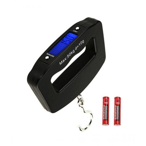 Black Digital Portable Luggage Scale with LCD Backlight (50 kg) - Front View by Nari Haat, Indian ethnic wear, women ...
