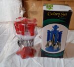 24 Piece Stainless Steel Premium Cutlery Set With Stand - Full Detail by Nari Haat, Indian ethnic wear, women clothin...