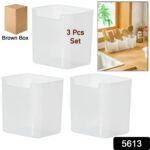 3 Pcs Clear Plastic Organizer Versatile Drawer Tray for Desk Makeup Bathroom Kitchen - With Dupatta by Nari Haat, Ind...