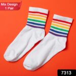 1 PAIR SOCKS PRINTED TRENDY MULTIPLE DESIGNER SOCKS (1 Pc / Mix Design) - With Dupatta by Nari Haat, Indian ethnic we...