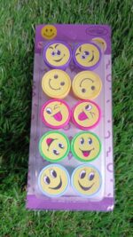 Emoticon Stamps 10 pieces in Round Shape Stamp (Multicolor / 10 Pc) - Fabric Detail by Nari Haat, Indian ethnic wear,...