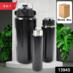 3 in 1 Stainless Steel Insulated Water Bottle – Double Wall Vacuum (3 Pcs Set) - With Dupatta by Nari Haat, Indian ...