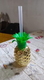 Plastic Pineapple Cups with Straw (1 Pc) - Party Favors, Hawaiian, Beach - Fabric Detail by Nari Haat, Indian ethnic ...