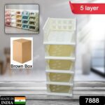 5 Layer Stackable Multifunctional Storage,for Clothes Foldable Drawer Shelf Basket Utility Cart Rack Storage Organize...