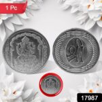 Ganesh Ji, Silver color Coin for Gift (1 Pc / Silver) - With Dupatta by Nari Haat, Indian ethnic wear, women clothing...