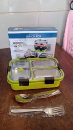 3 Compartment Transparent Stainless Steel Lunch Box for Kids, Tiffin Box, Lunch Box, Lunch Box for Kids, Insulated Lu...