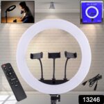 18 Inch LED Ring Light with 3 Colour Modes & 3 Mobile Holders, Remote Control (1 Set) - With Dupatta by Nari Haat, In...
